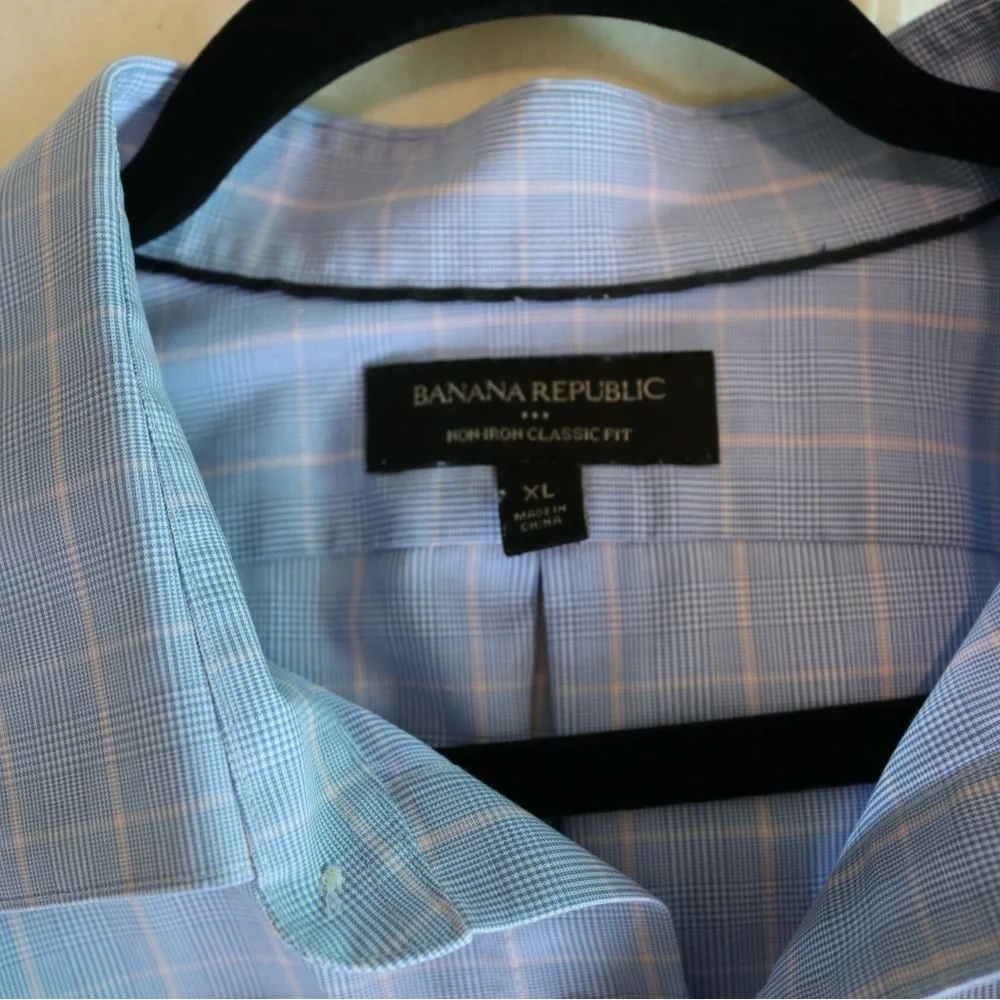 Banana Republic Lavender Checkered Dress Shirt XL 17-17 1/2
